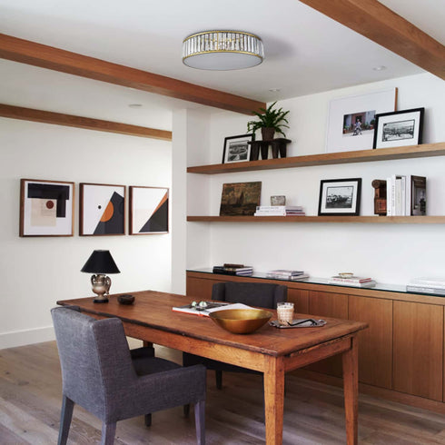 5-Light Modern Gold Crystal Flush Mount Ceiling Light Fixture